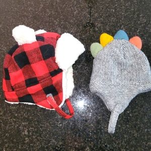 Set of 2 winter hats, size 0-6 months